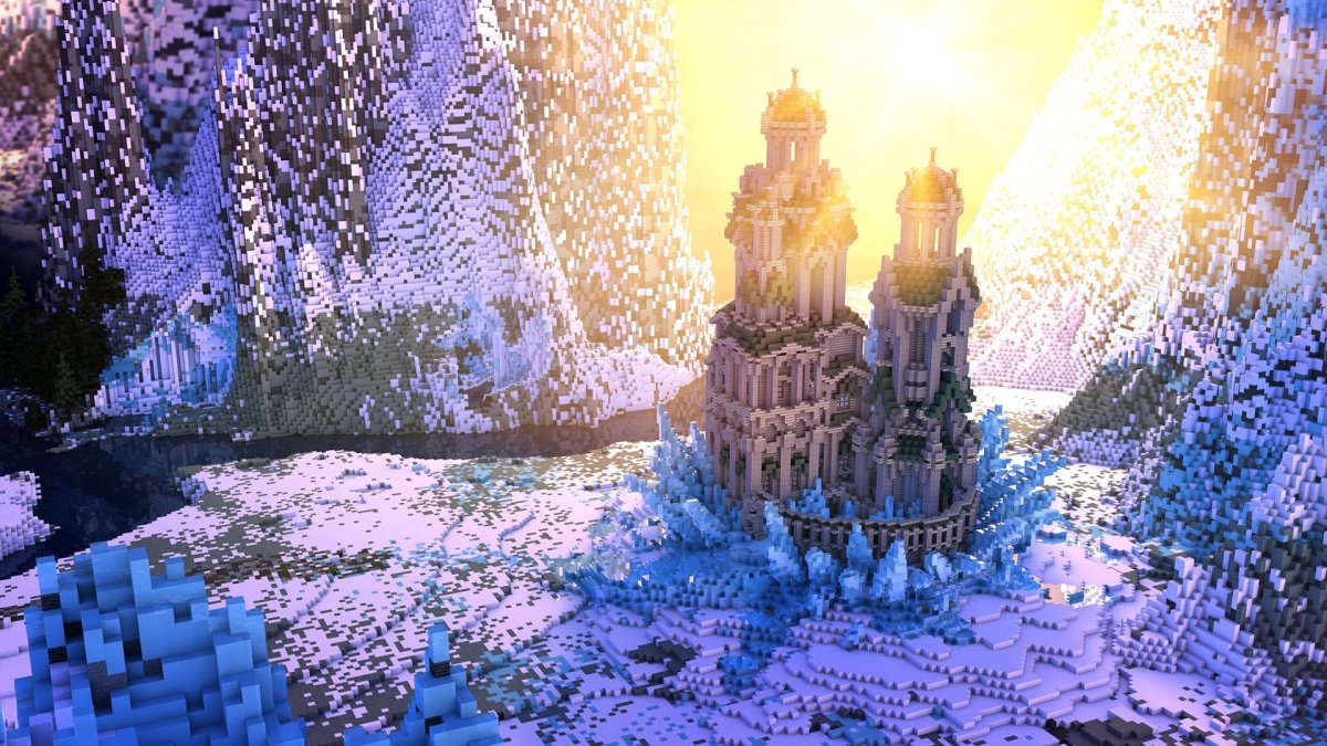 Зимний пейзаж майнкрафт