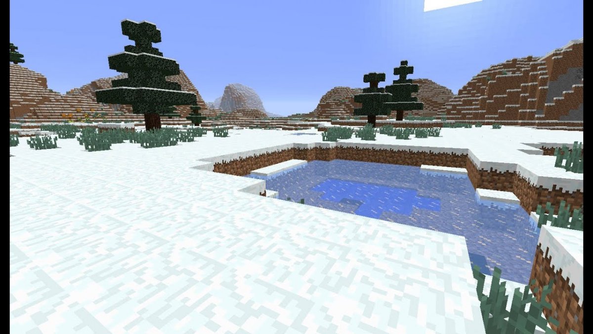 Майнкрафт зимний биом с шейдерами