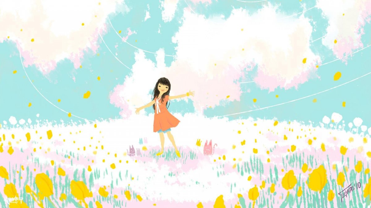 Счастливая девушка рисунок