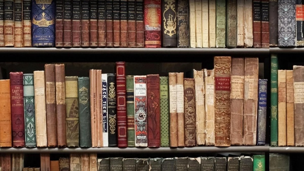 Книжные полки с книгами фон