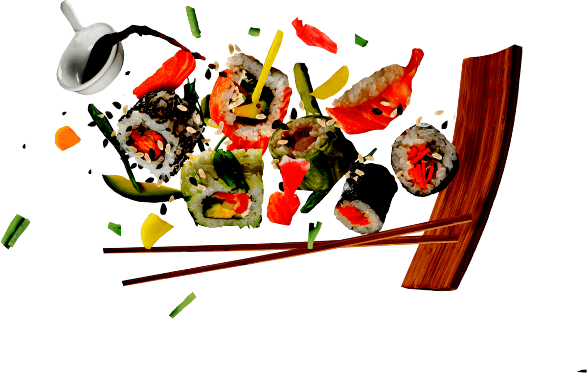 Роллы на черном фоне