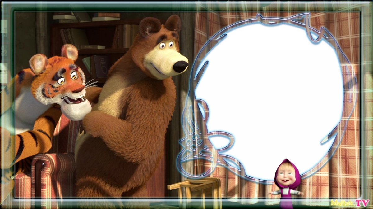 Макет на кружку Маша и медведь