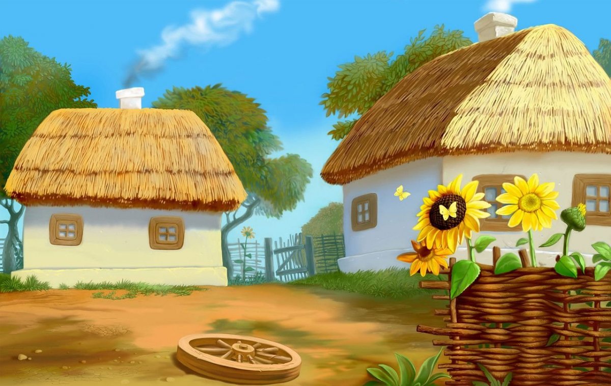 Деревенский домик мультяшный