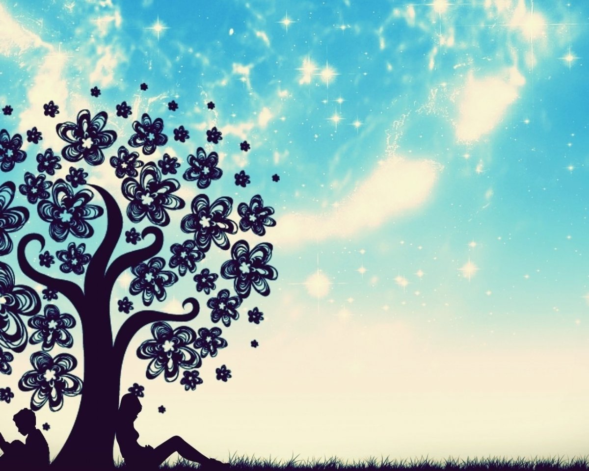 Дерево на красивом фоне рисунок