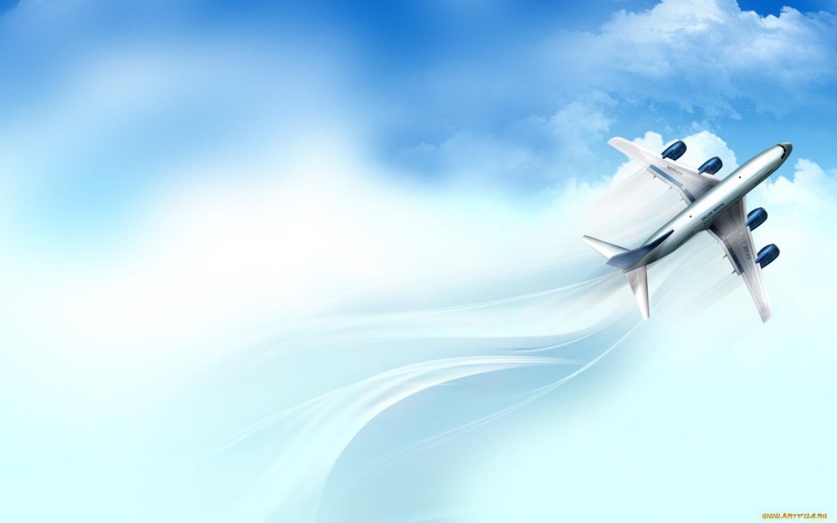 Самолет на голубом фоне