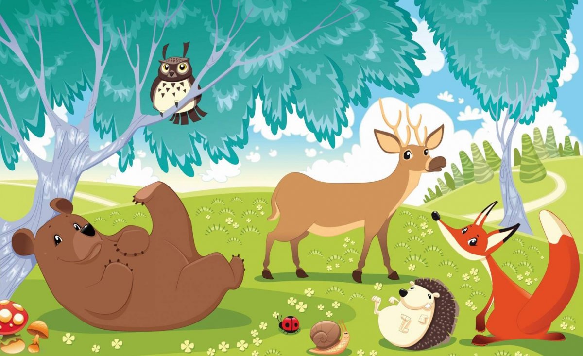 Животные в лесу мультяшные
