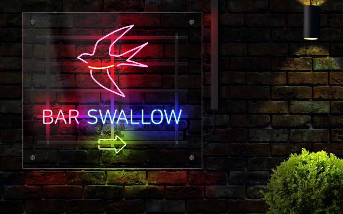 Кирпичная стена неон