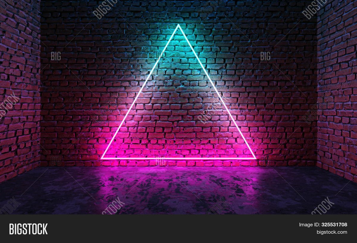 Кирпичная стена с подсветкой неон