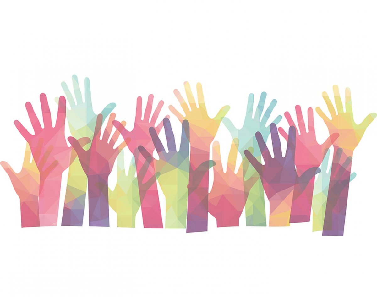 Разноцветный фон волонтеры