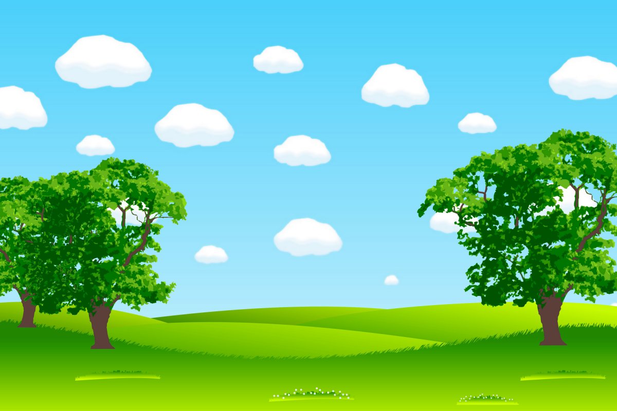 Дерево и Поляна мультяшная