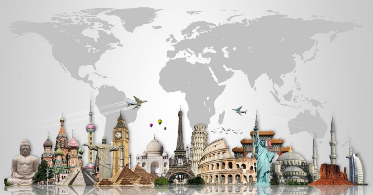 Достопримечательности на белом фоне