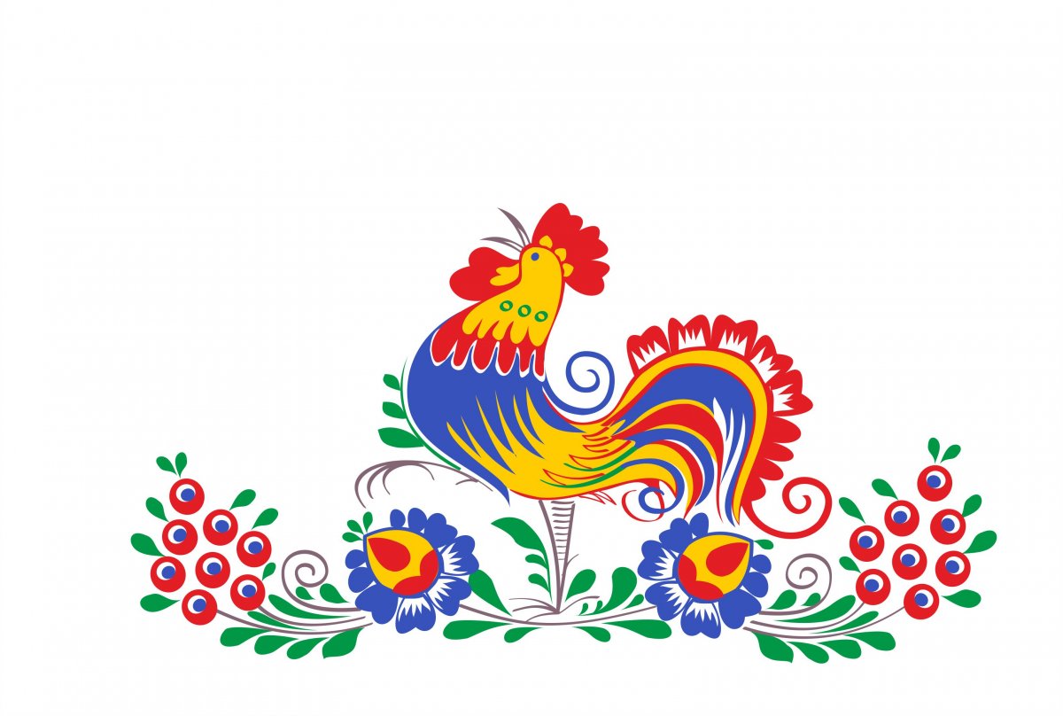 Городецкие узоры на прозрачном фоне