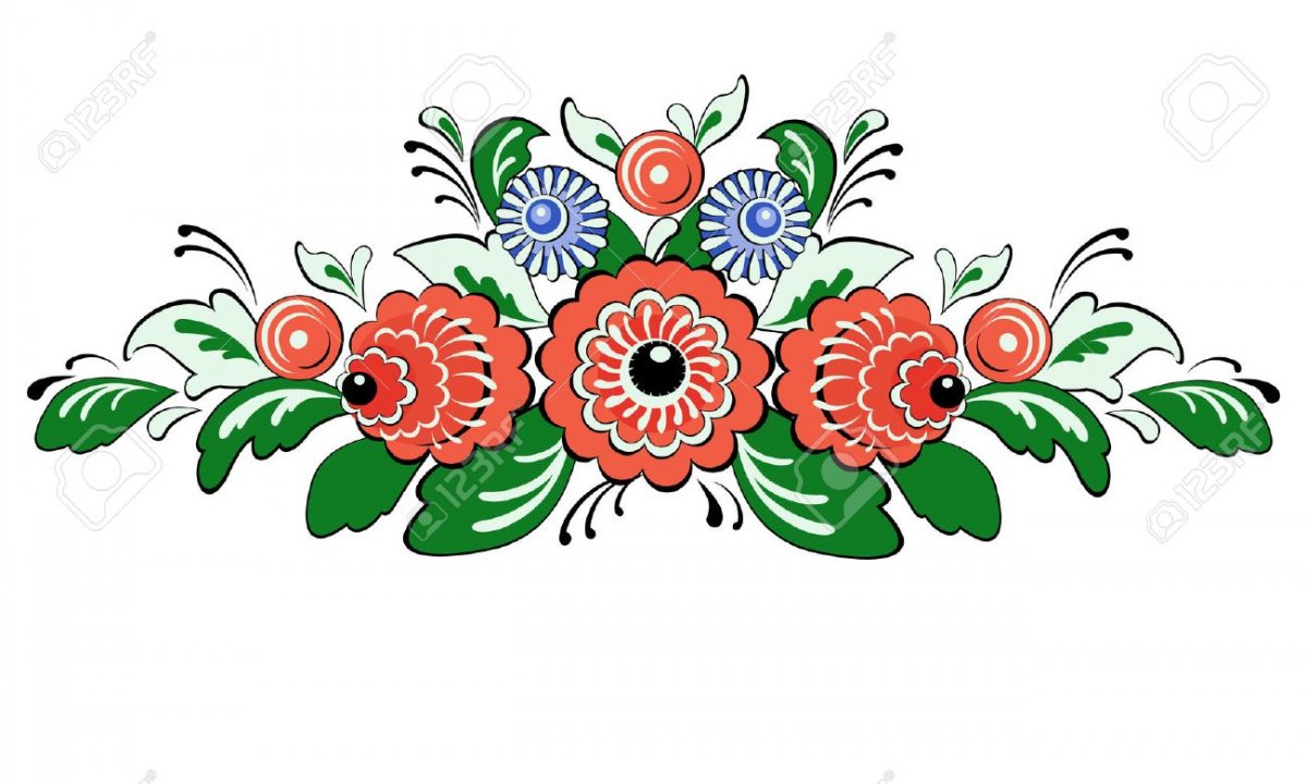 Городецкая роспись на прозрачном фоне