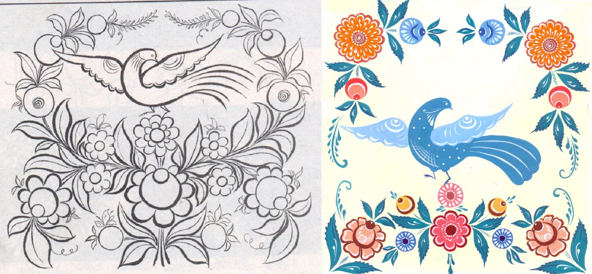 Декоративное рисование Городецкая роспись в подготовительной группе