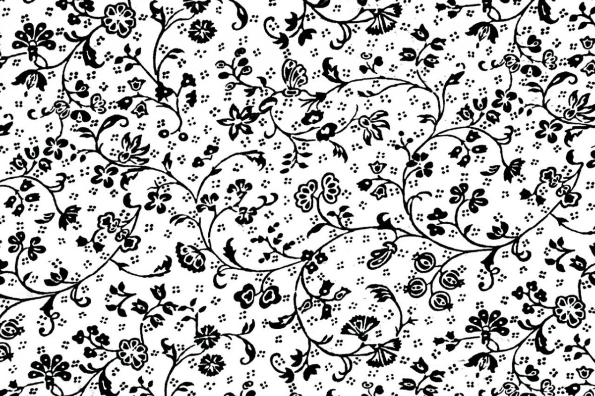 Цветочный орнамент черно белый