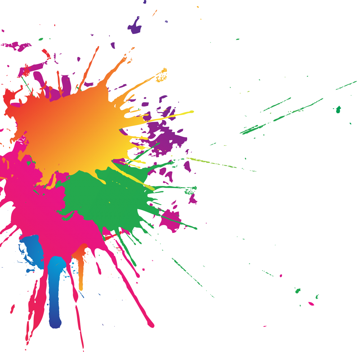 Цветные Кляксы на прозрачном фоне