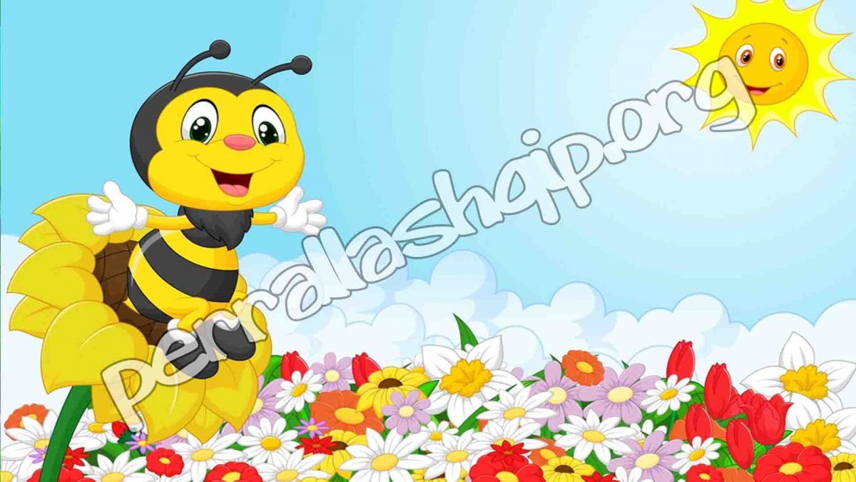 Цветочная Поляна мультяшная с пчелками
