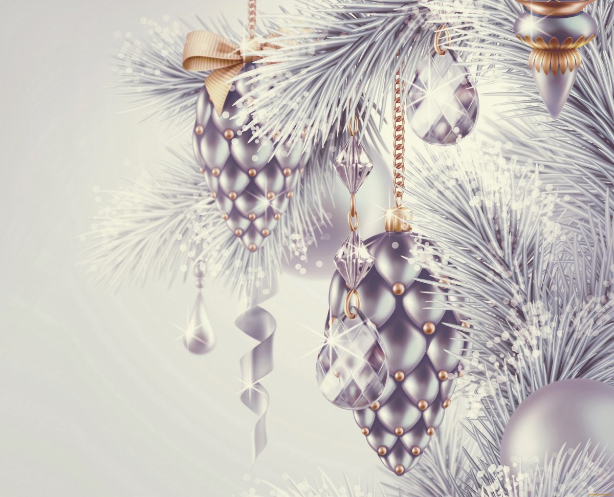 Красивая елочная игрушка на ветке