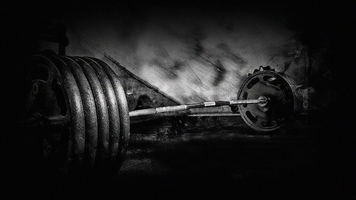 Штанга на черном фоне