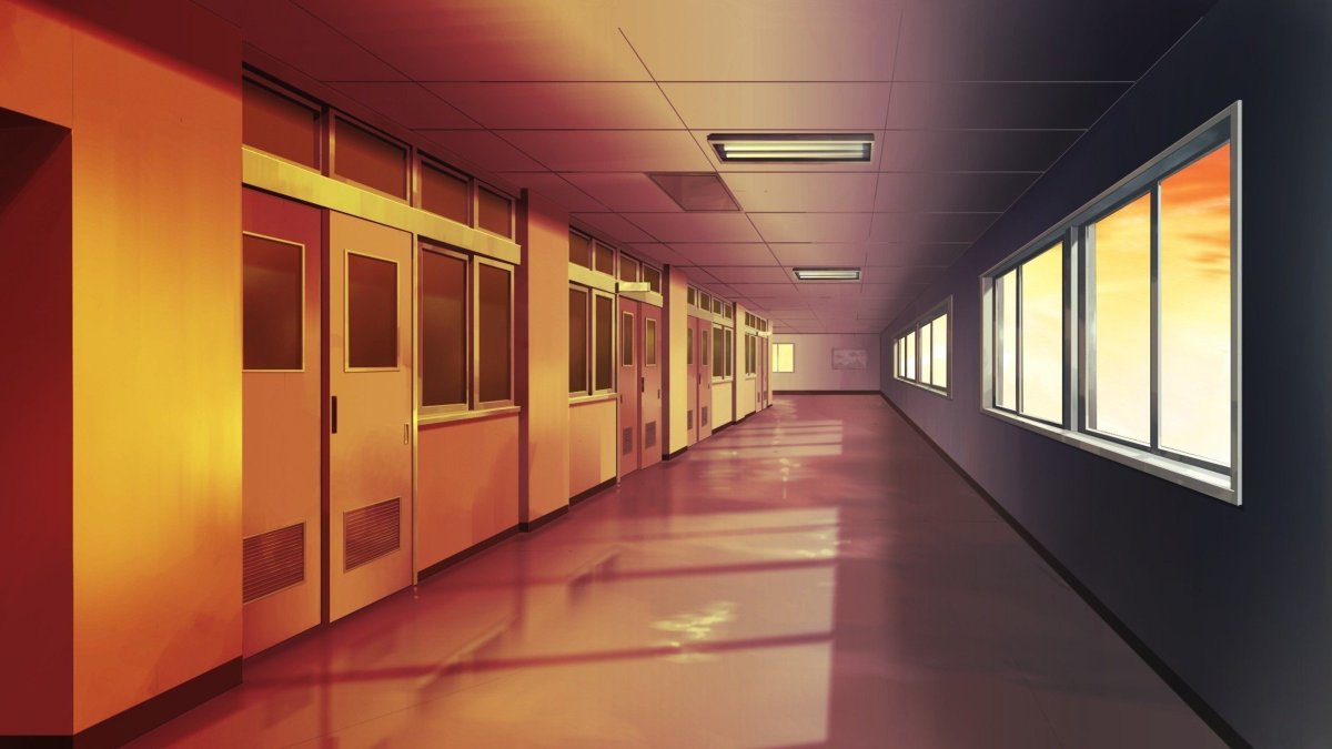 Коридор школы аниме