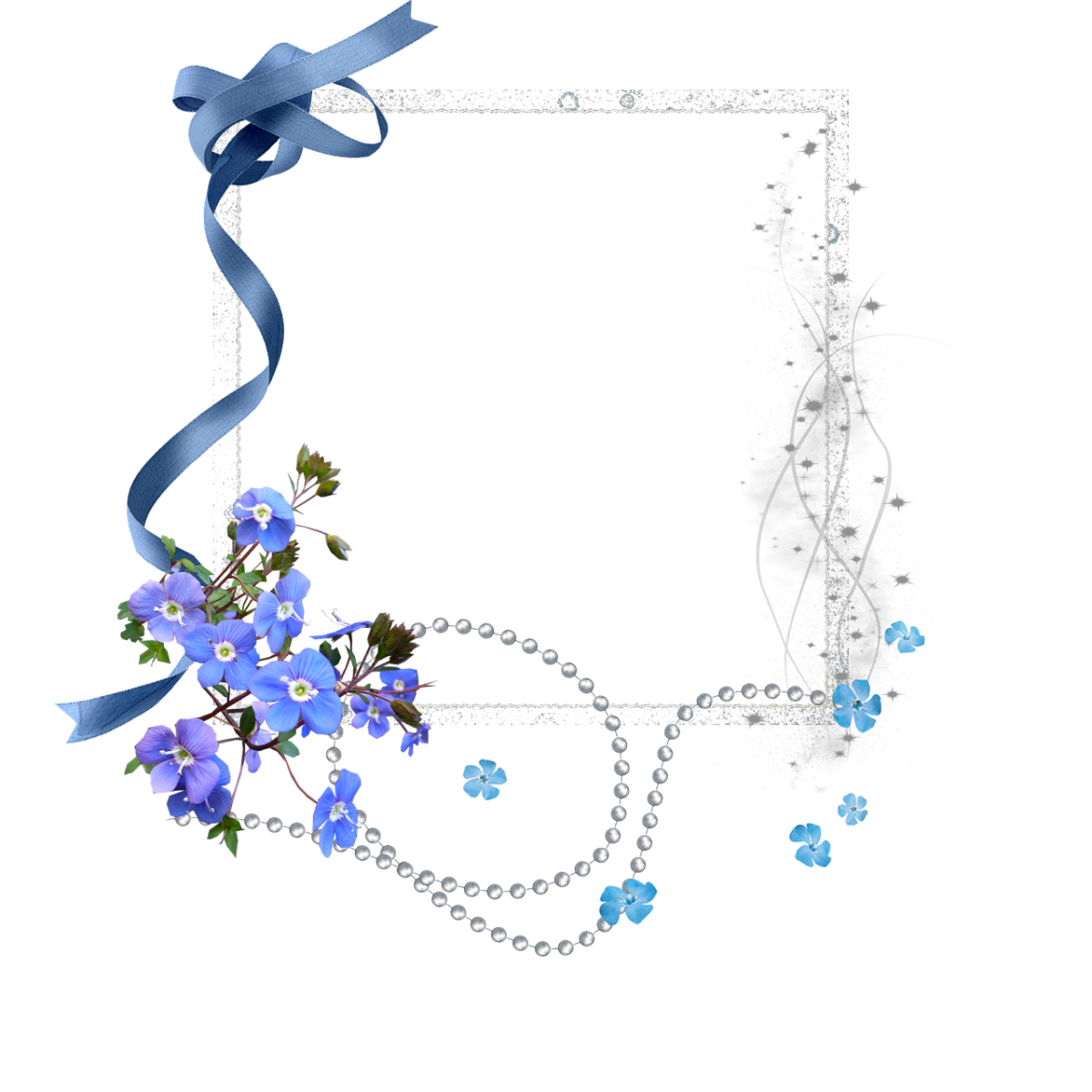 Синяя рамка с белой розеткой