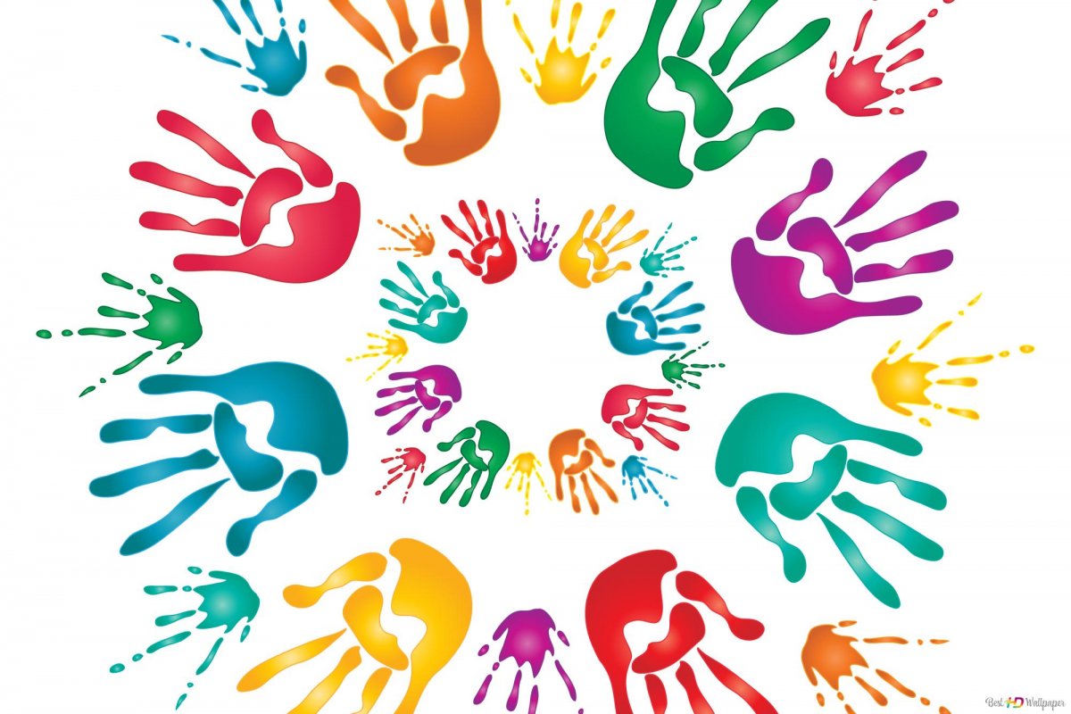 Фон ладошки цветные