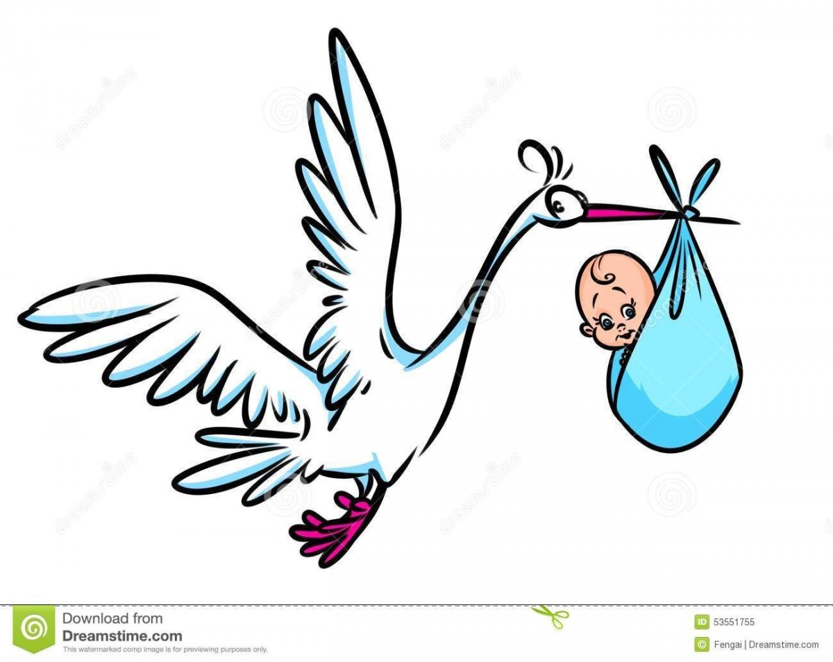 Эскиз Аист с ребенком