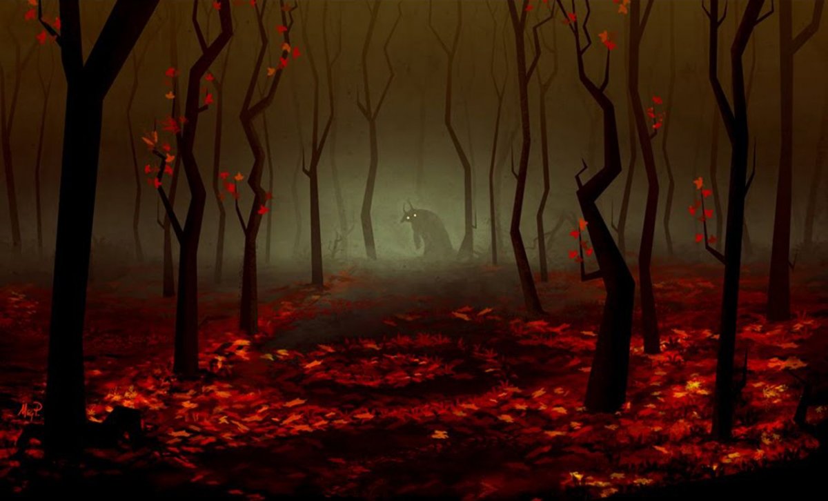 Пиксельный мрачный лес