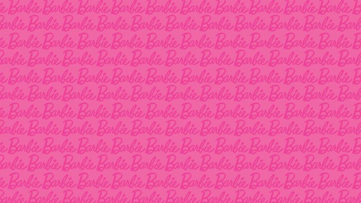 Розовый фон с надписью Барби ткани