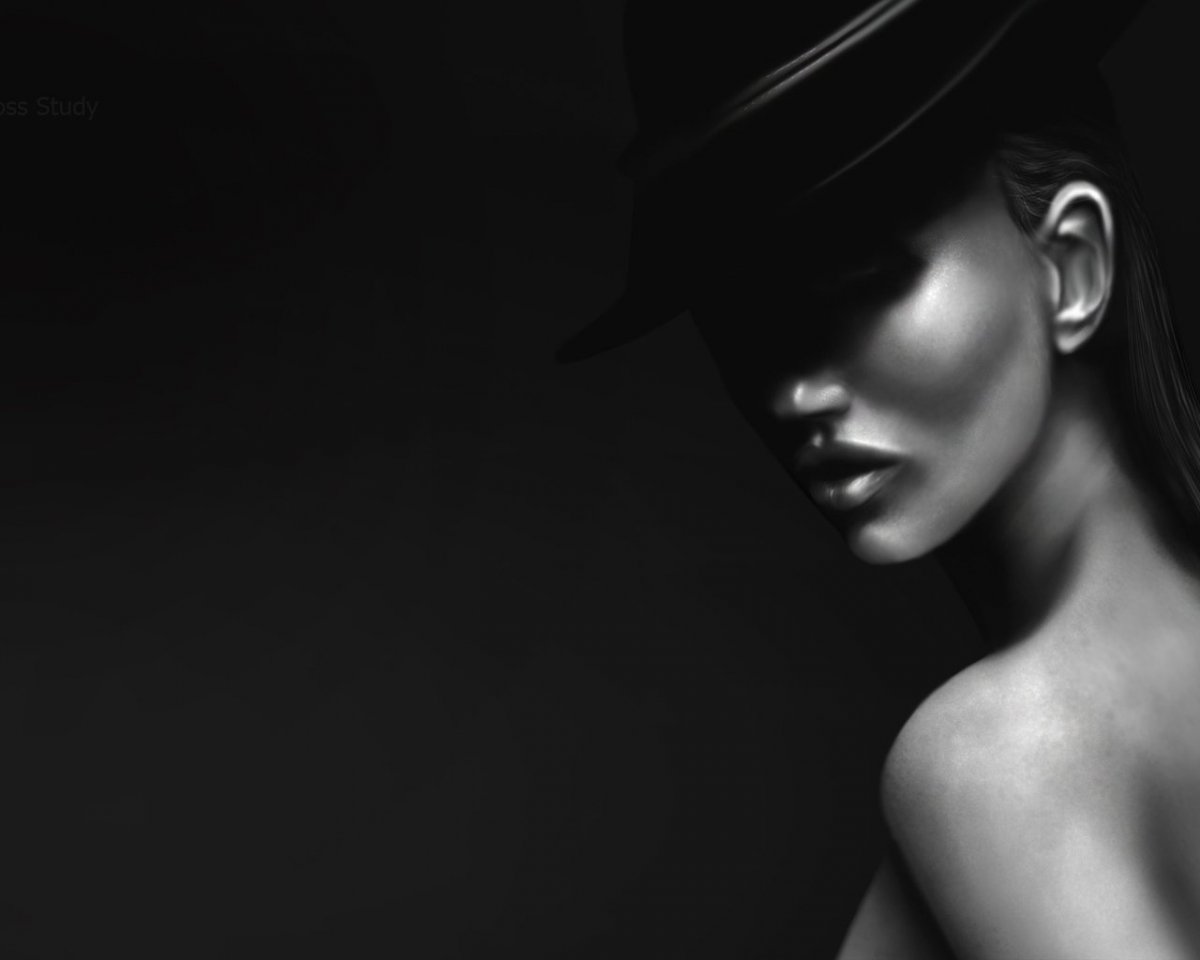 Девушка на черно белом фоне