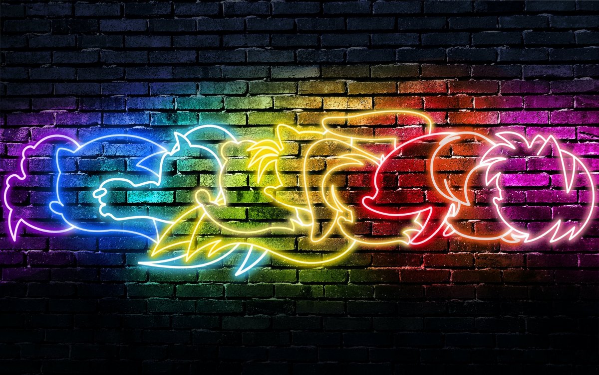 Неоновая кирпичная стена гиф