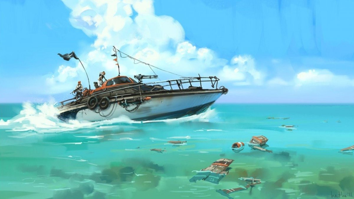 Корабль в океане арт