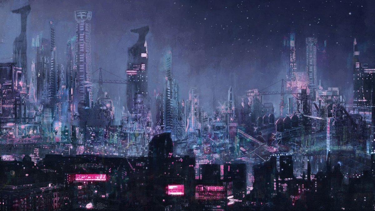 Cyberpunk город арт