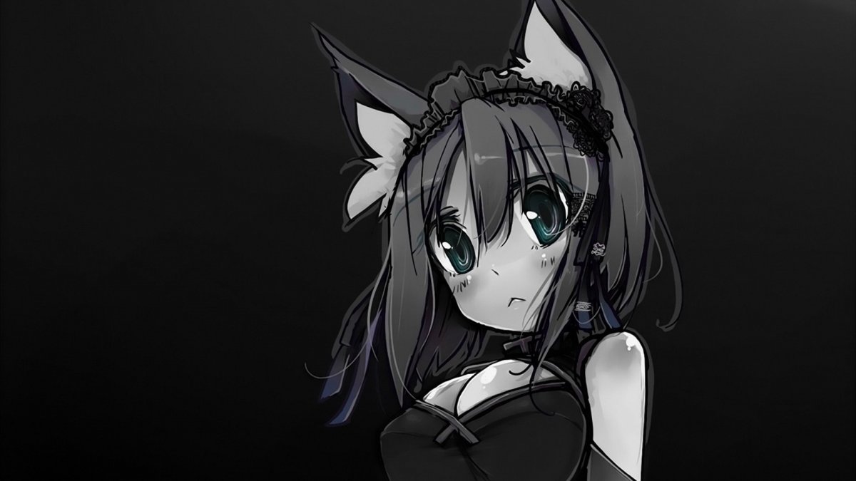 Аниме в чёрном стиле на рабочий стол