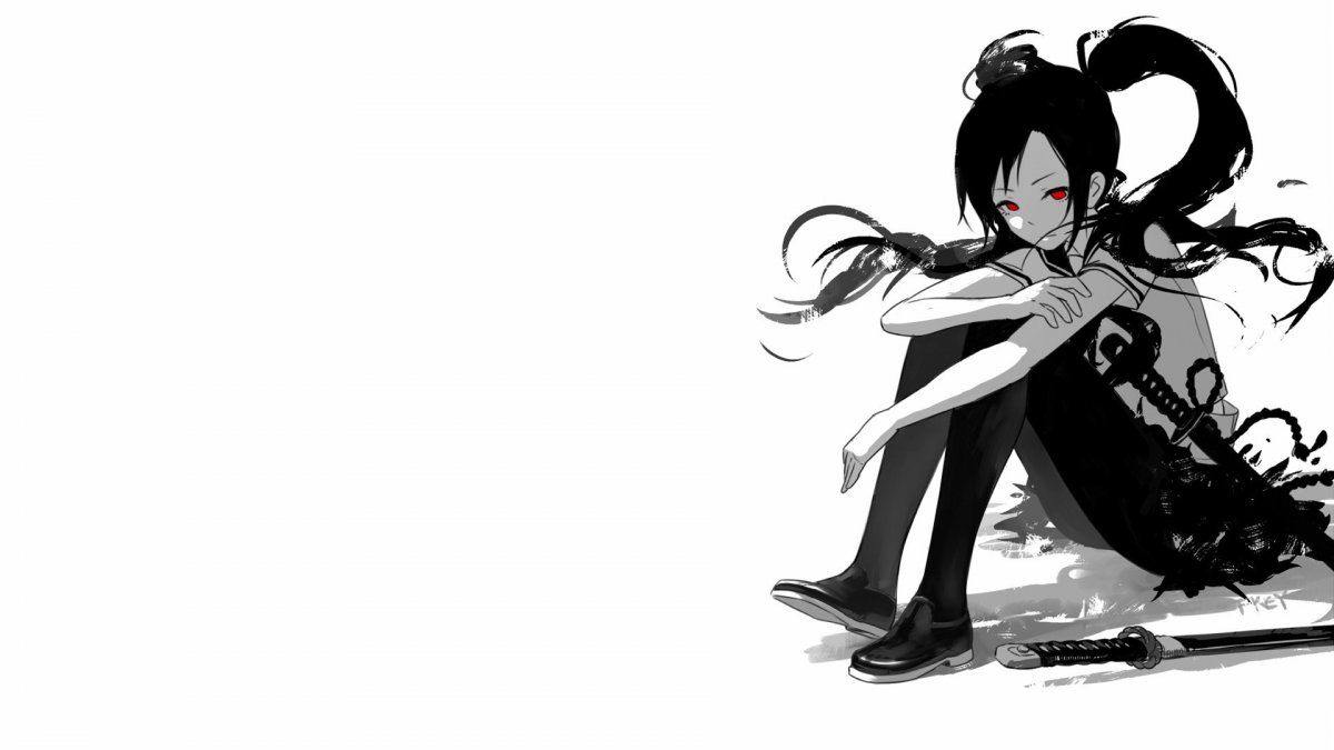 Аниме на рабочий стол черно белое