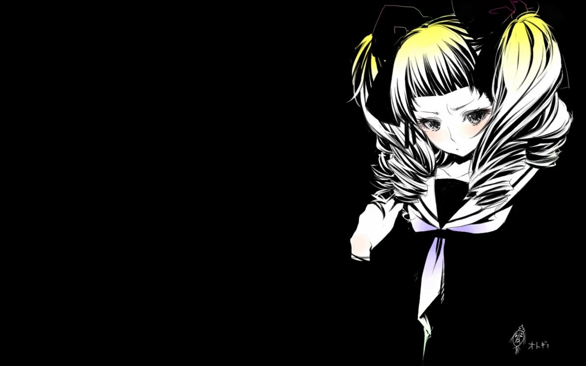 Аниме девочка на черном фоне