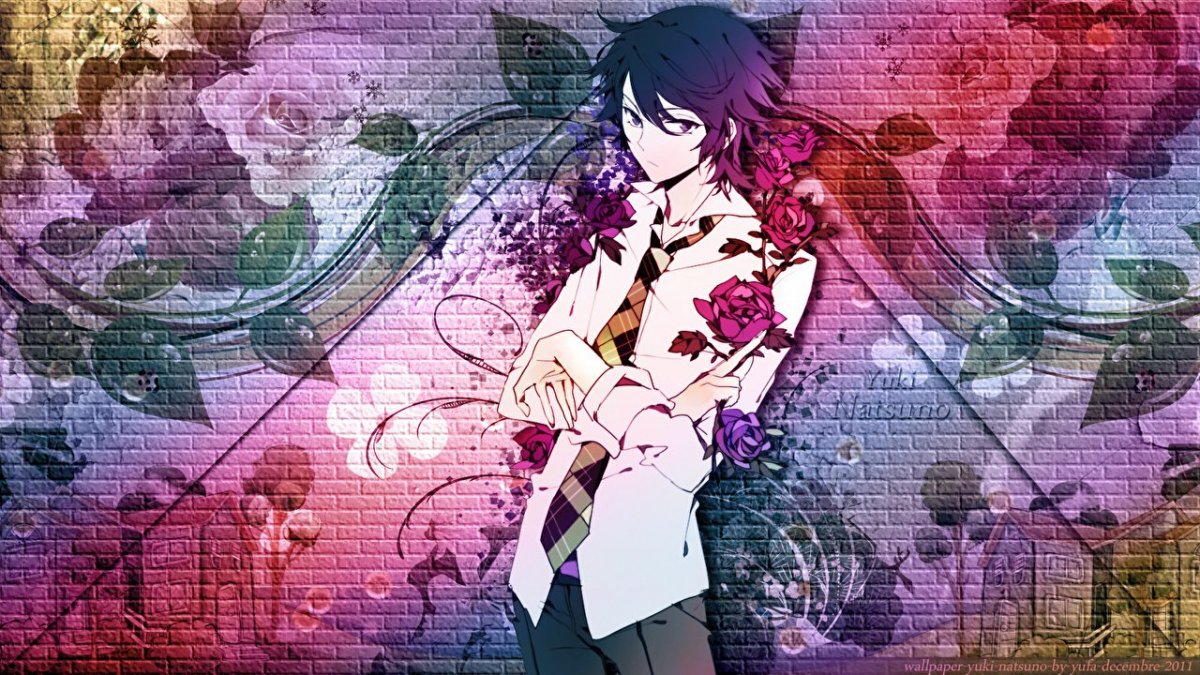 Аниме парень красивый на фоне