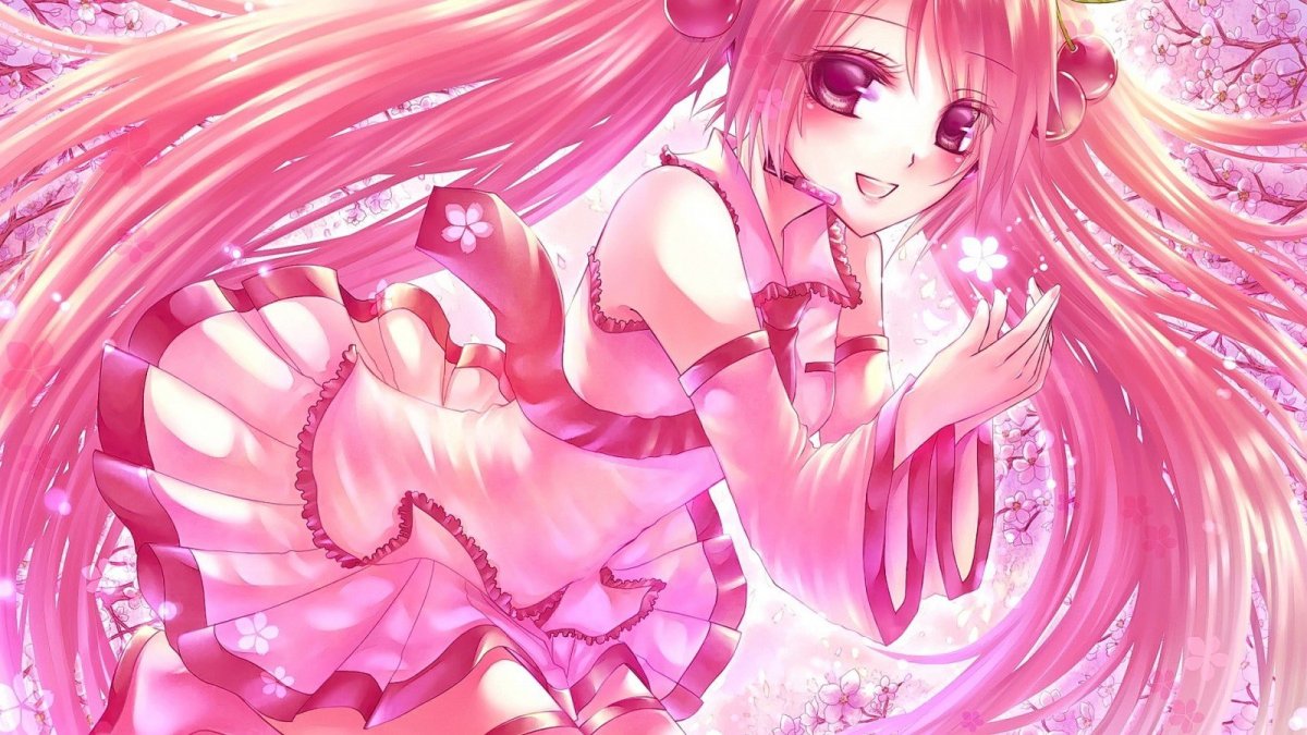 Аниме обои розовые