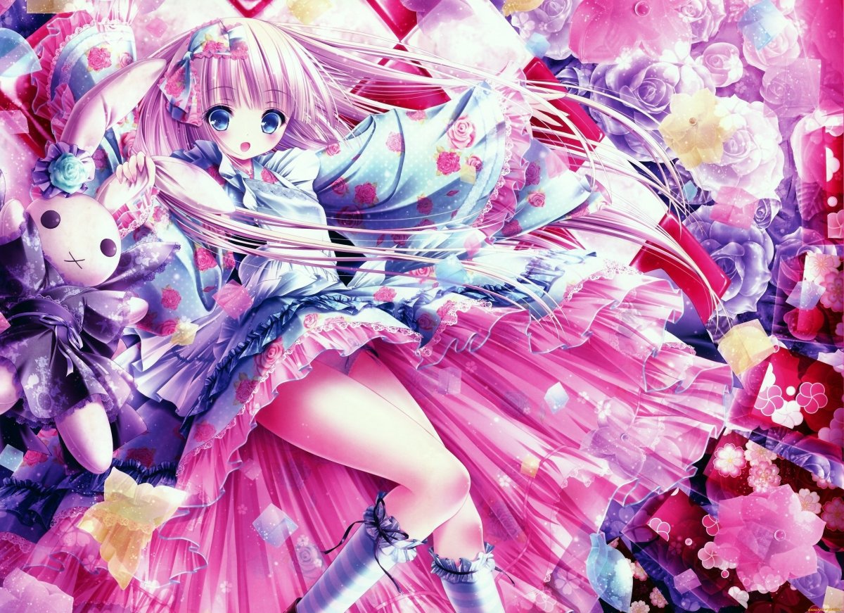 Розовая девочка аниме