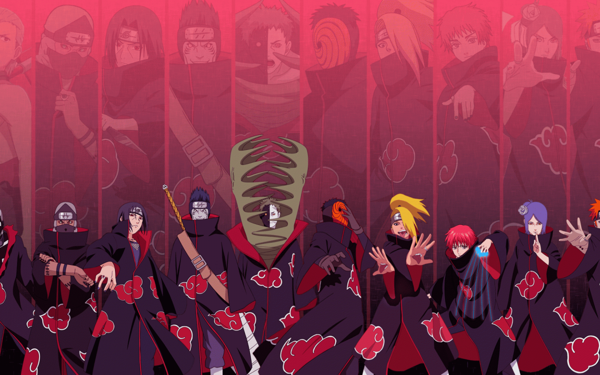 Акацуки на черном фоне