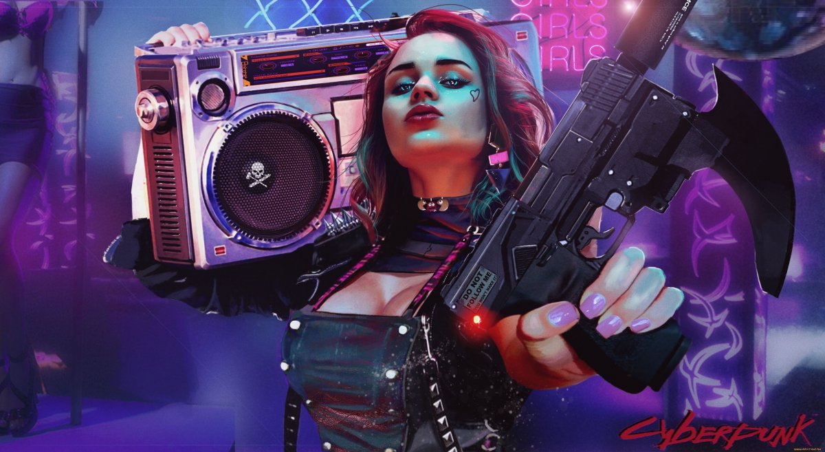 Cyberpunk 2077 неон противогаз
