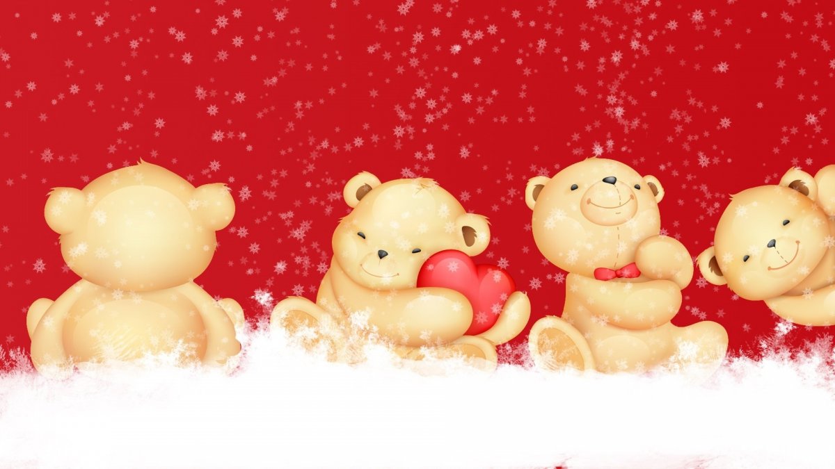 Новогодние обои с мишками