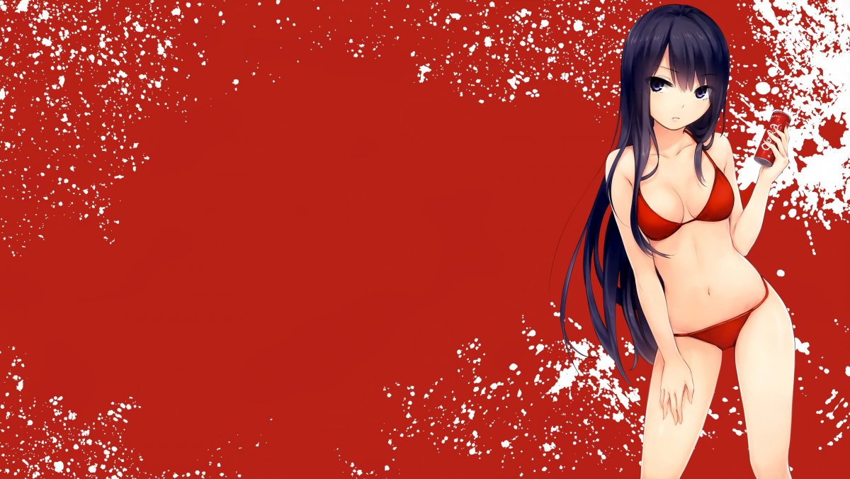 Аниме девушка на Красном фоне