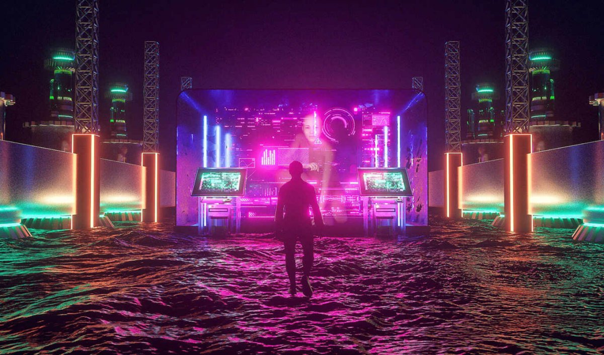 Киберпанк 2077 неоновый город
