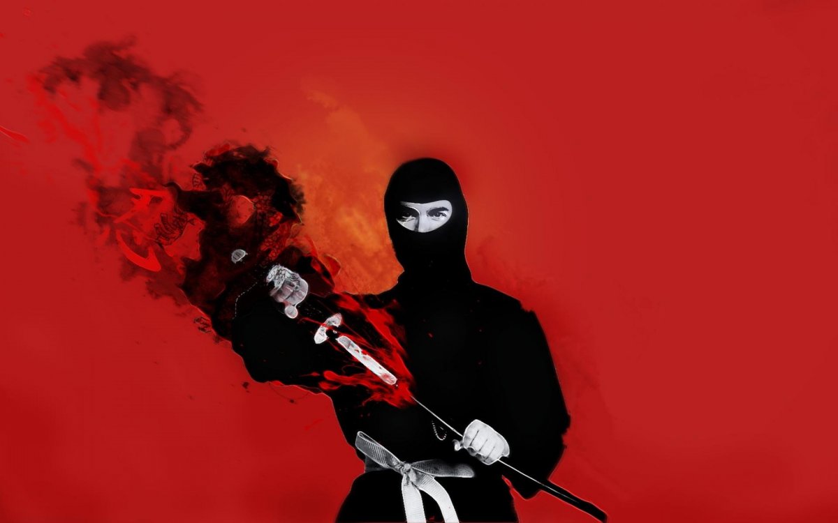 Ниндзя на черном фоне