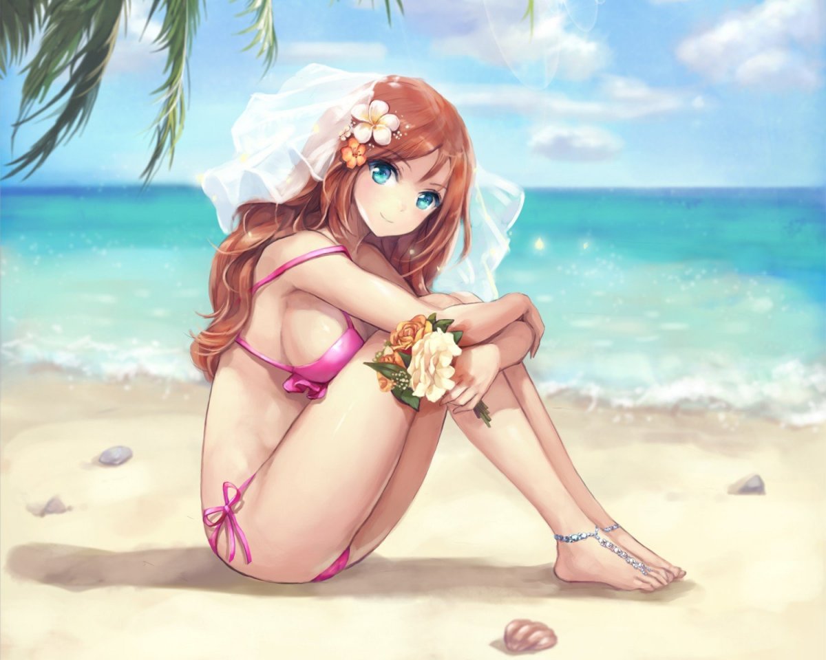 Фото девушки на пляже аниме