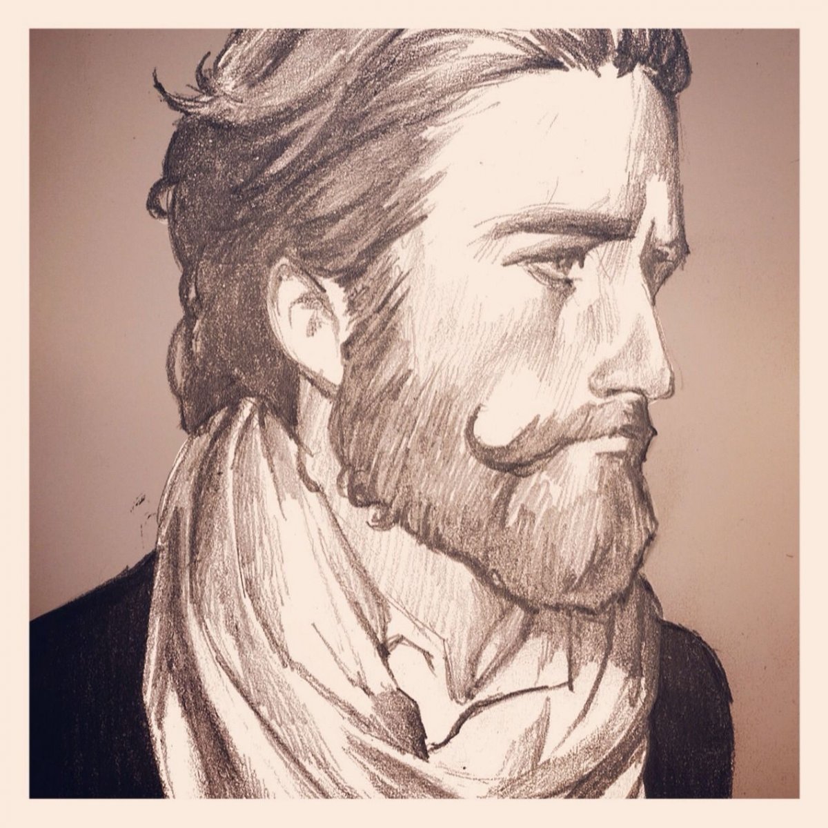 Нарисованный мужчина с бородой