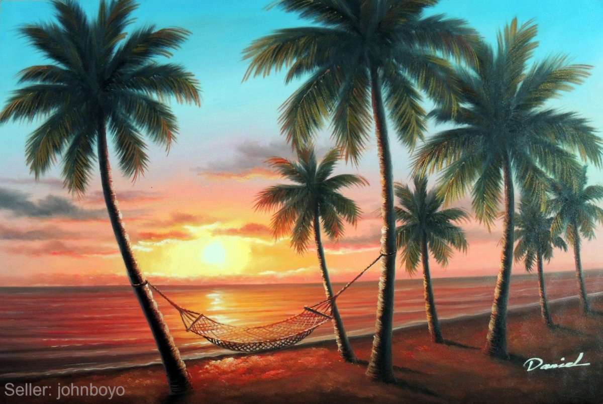 Пляж пальмы арт