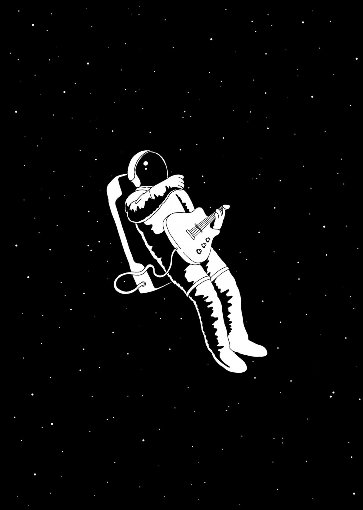 Космонавт арт черно белый