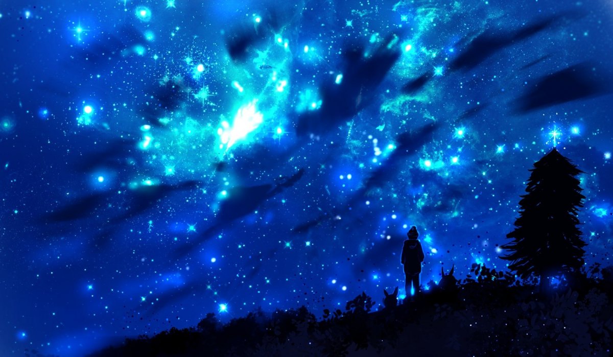 Звёздное небо аниме фон